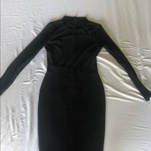 Hot Miami Styles body con midi black dress